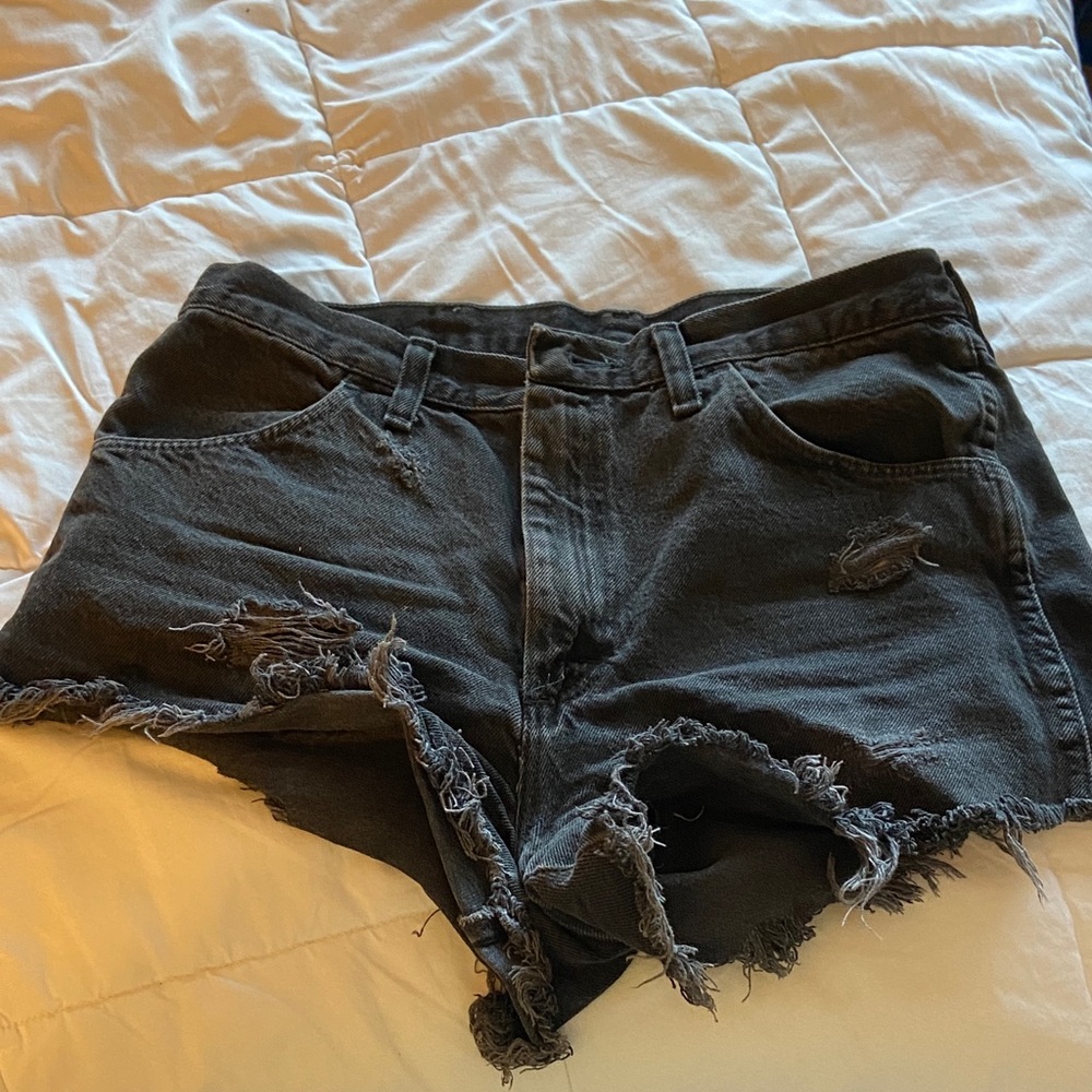 Rustlers Women's Distressed Black Denim Shorts